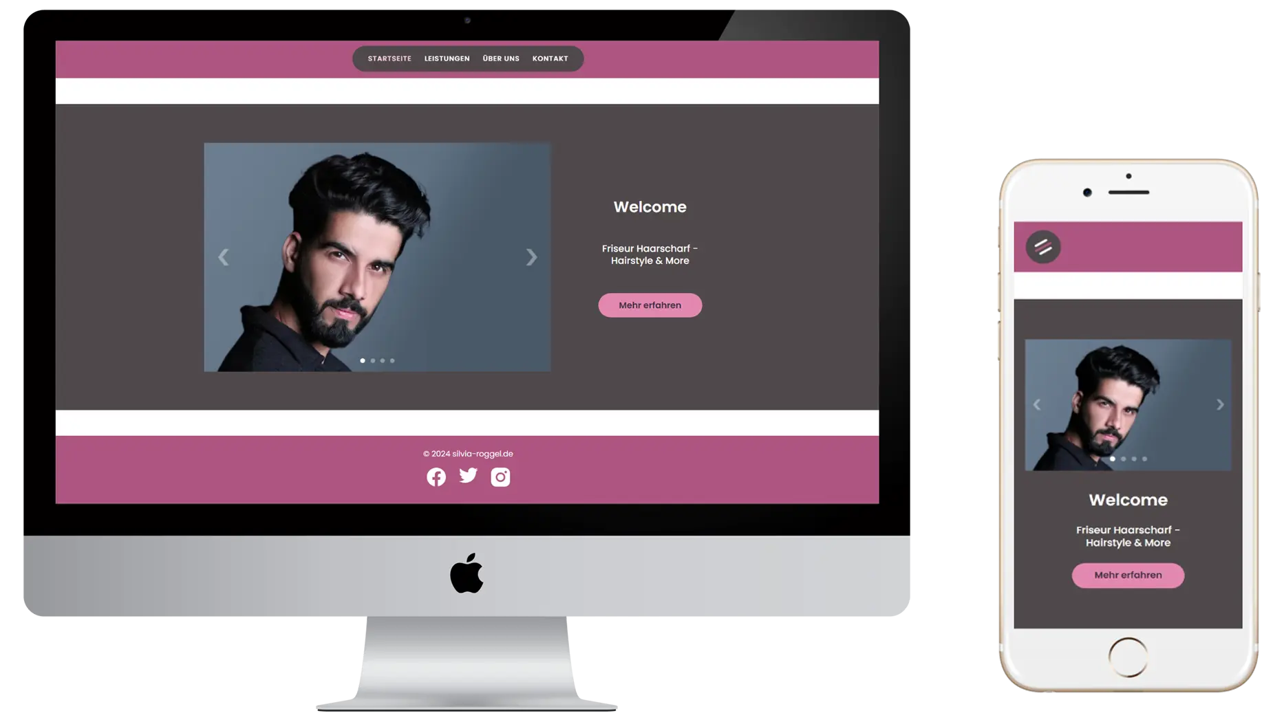 Mockup Desktopversion der Website Friseur Haarscharf