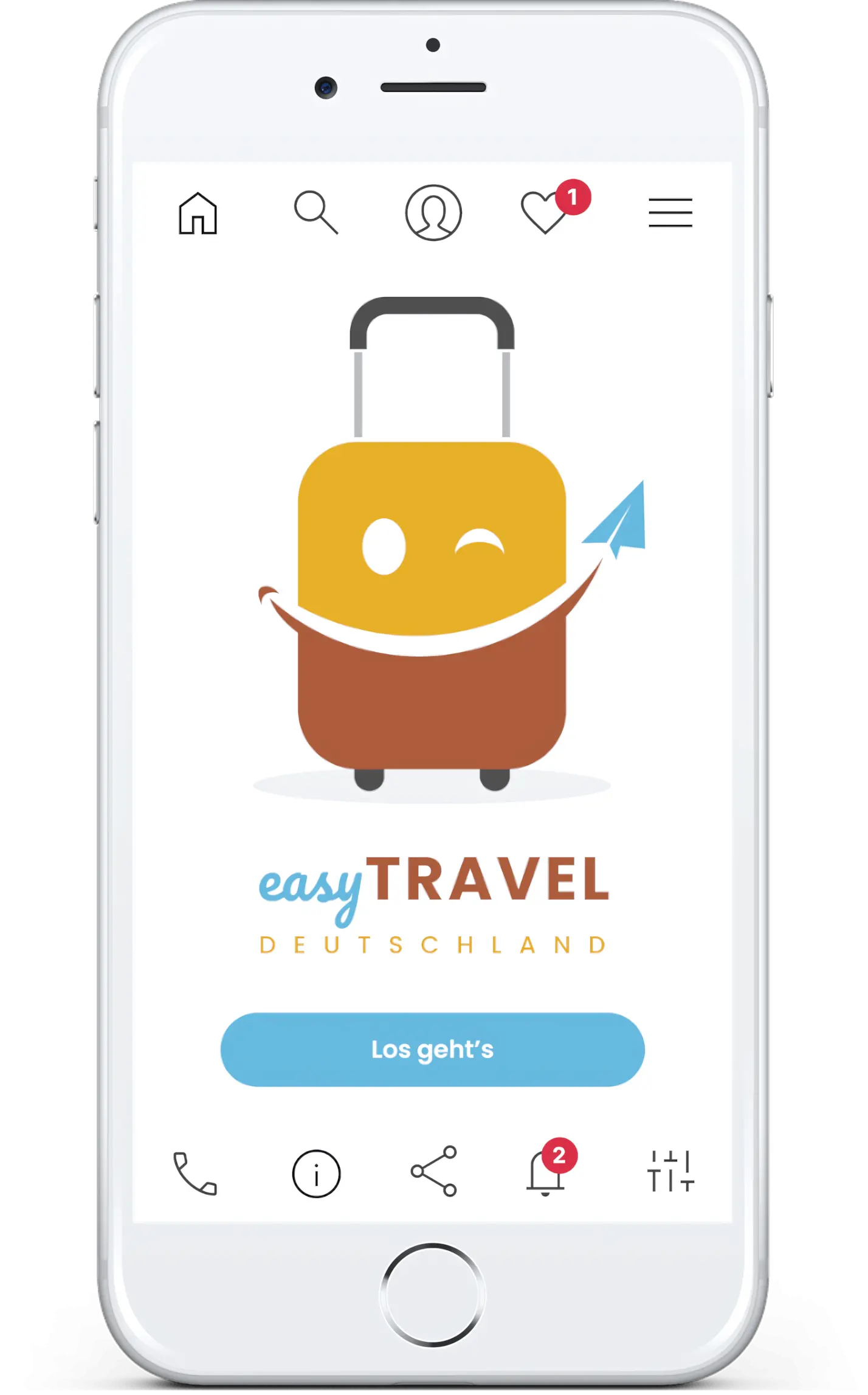 Mockup Mobile Version der Reiseapp easyTravel Deutschland